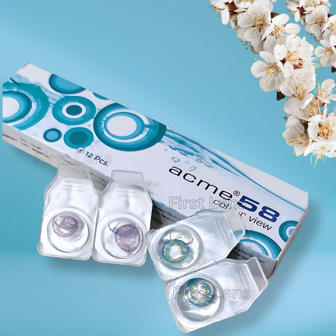 A person with different eye colors wearing lens21 ACME 58 Color View Color lenses.