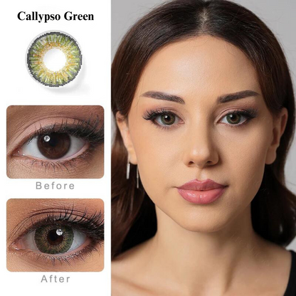 CELEBRATION COLORS | Yearly Color Contact Lens (1 Lens Per Bottle)-Calypso Green