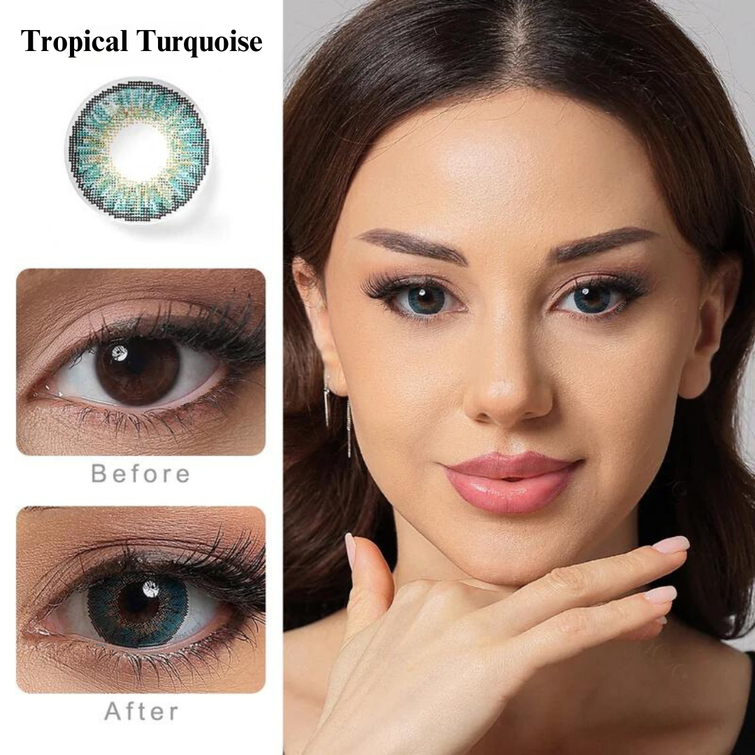 CELEBRATION COLORS | Yearly Color Contact Lens (1 Lens Per Bottle)-Tropical Turquoise
