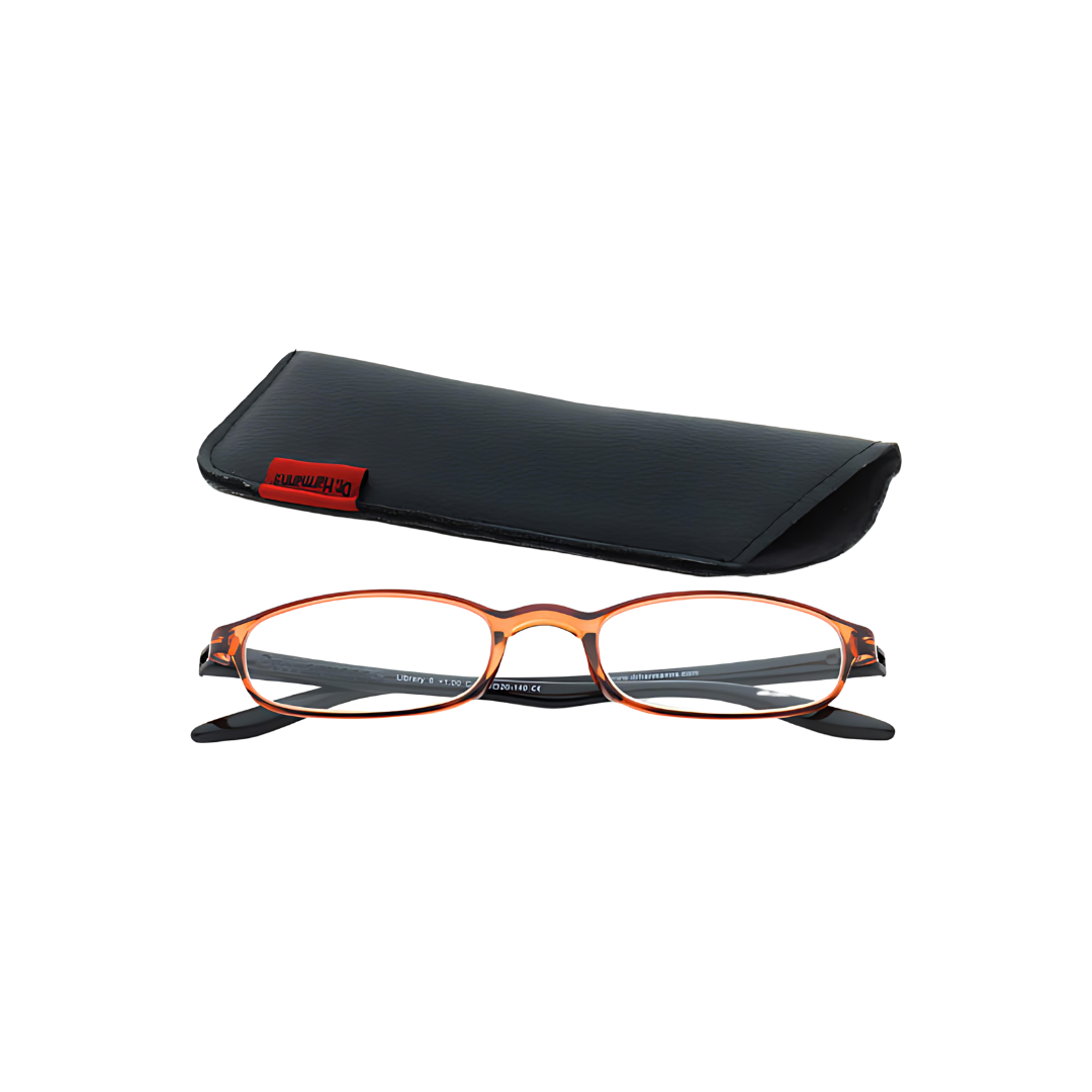 lens21 Dr. Harmanns reading glasses Library6 with a magnifying glass