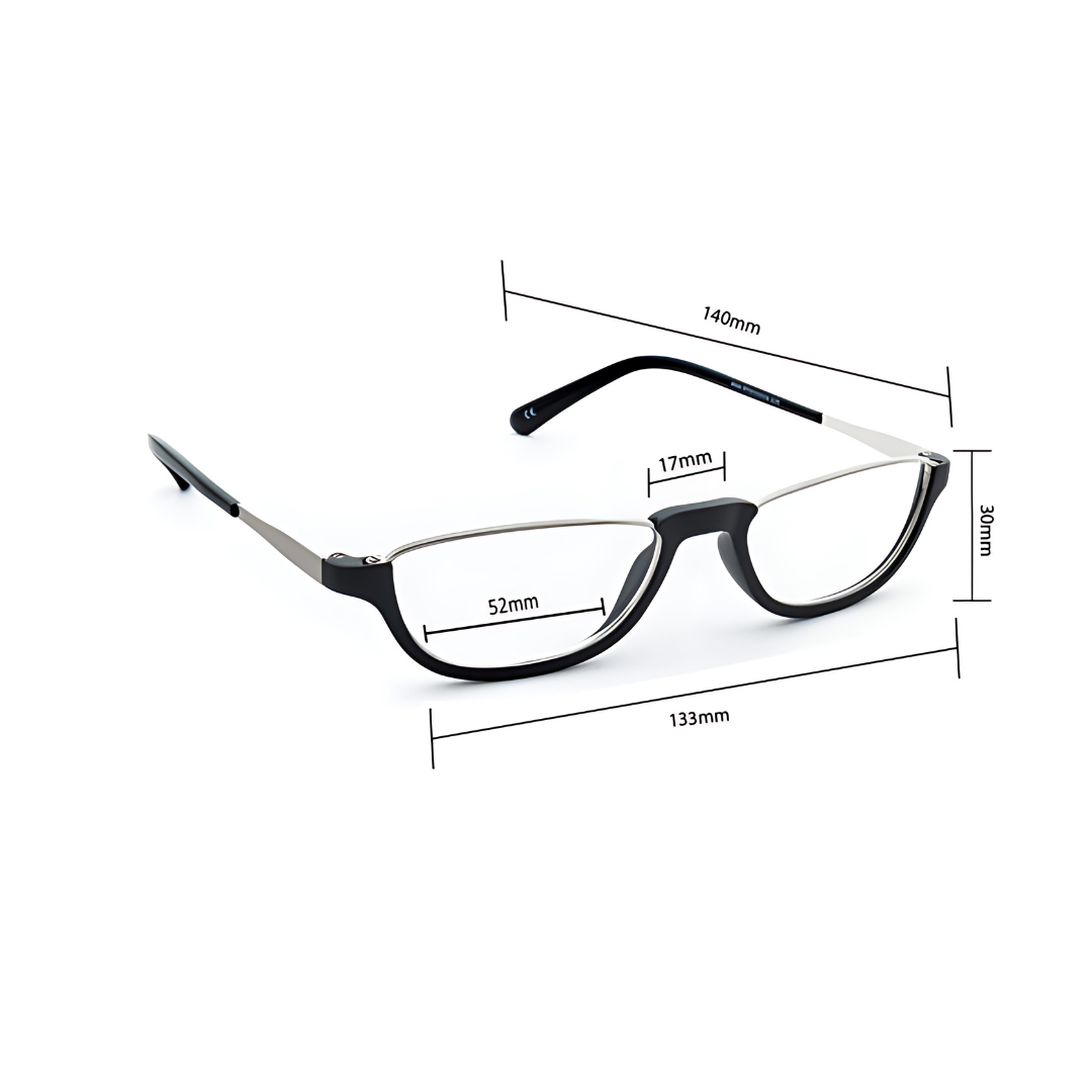  Detail shot of Dr. Harmann's iReadOne Reading glasses by lens21 highlighting anti-glare features 
