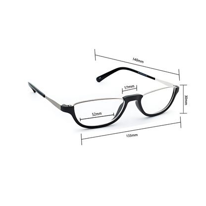  Detail shot of Dr. Harmann's iReadOne Reading glasses by lens21 highlighting anti-glare features 