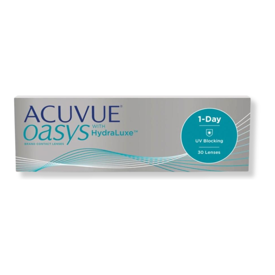 Lens21: Close-up of Acuvue Oasys 1 Day with HydraLuxe Technology lenses