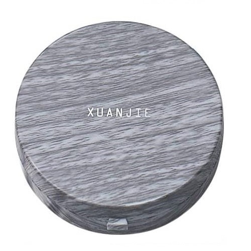 Wood Grain Round Contact Lens Case With Mirror (Gray)